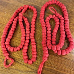 Two Red Felt Pom Pom Garland